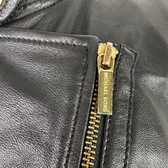 NWT Michael Kors Black Lamb Leather Moto Jacket Women's Size XL - Picture 5 of 16